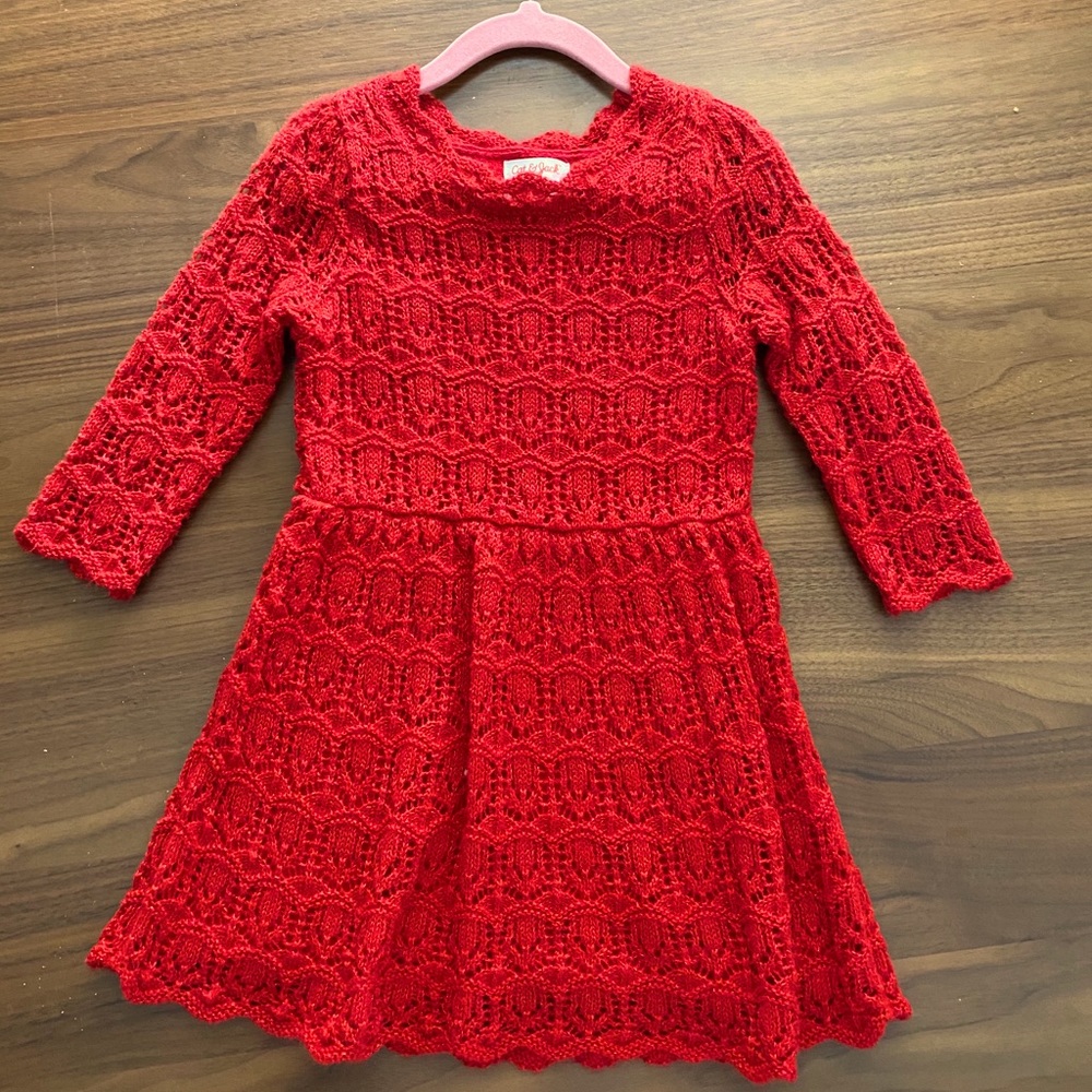 Red crochet knit style toddler dress